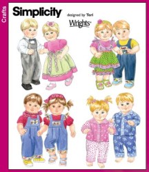 4268  SIMPLICITY 15'' BABY DOLL DRESS, OVERALLS, PJS TOPS BOTTOMS PATTERN